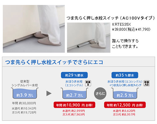 つま先らく押し水栓スイッチ