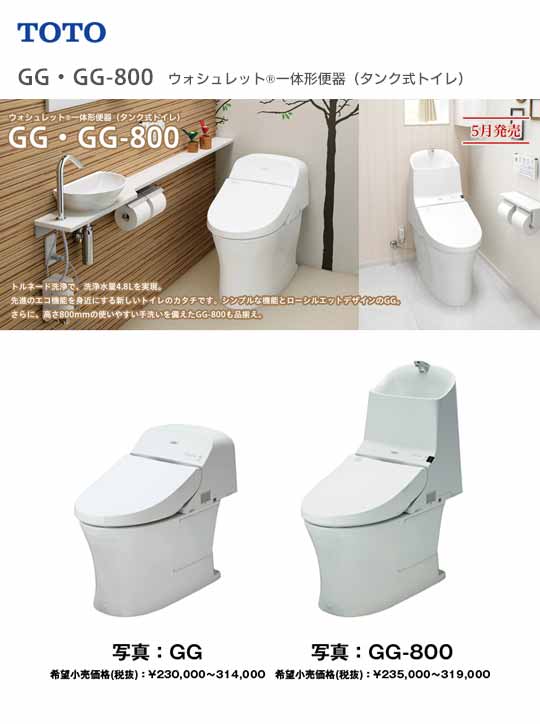 TOTOのトイレ新「GG」/ 新「GG-800」