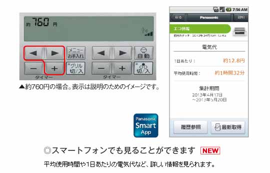 「電気料金目安表示」機能